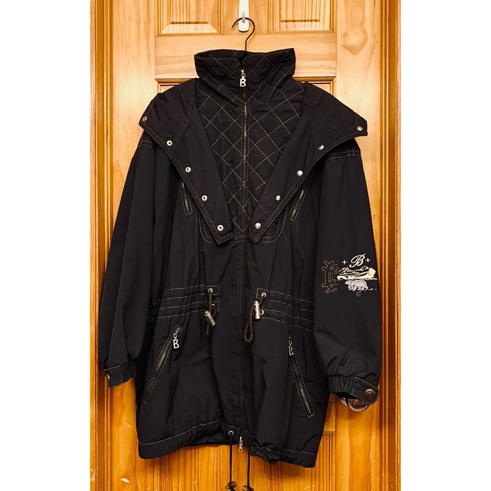 Bogner Vintage Ski Snow Jacket Black Embroidered Size 8/Medium Winter Puffer - Picture 2 of 12